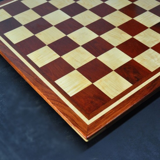 Bloodwood, Bubinga, Maple -inlay frame- tournament size chess board image(4)