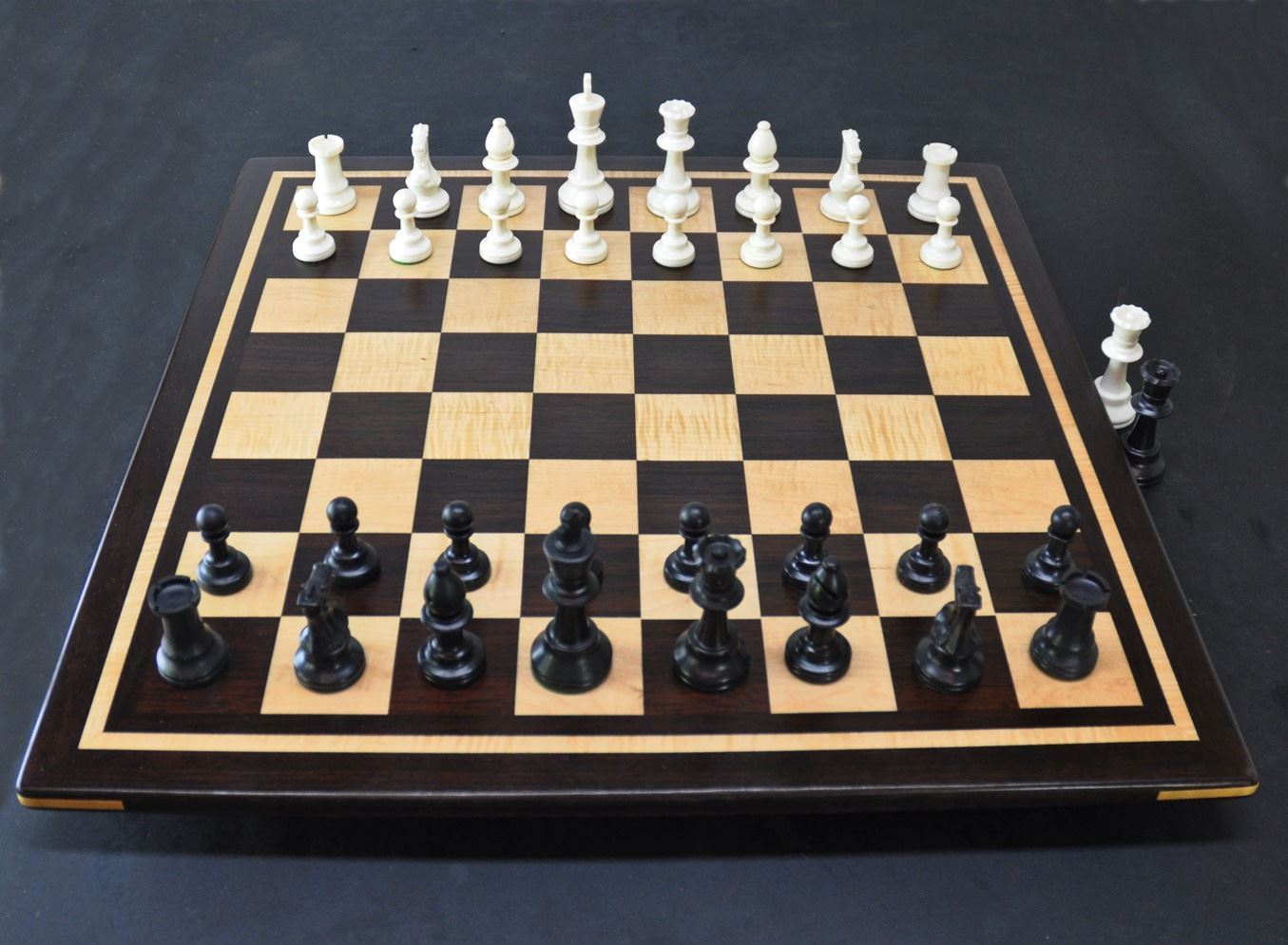 Unique Chess Set With Pieces Ambrosia Maple and Dark Walnut 
