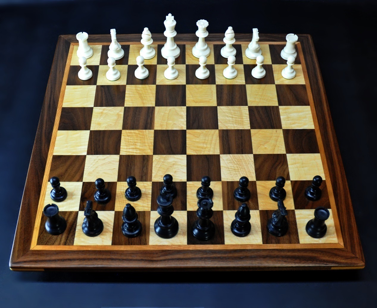 Sweet Hill Wood Chess Boards. Walnut and Maple Chess Board with Cherry Wood Border 2 inch squares