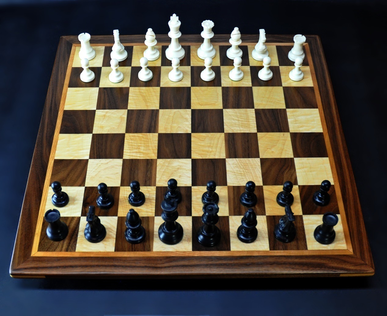 Walnut and Maple Chess Board with Cherry Wood Border 2 inch squares