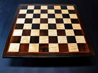 Peruvian Walnut and Maple Chess board with Bubinga border-2 inch squares image 1