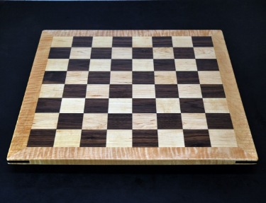 Walnut and Maple Chess Board with Curly Maple Frame image 3