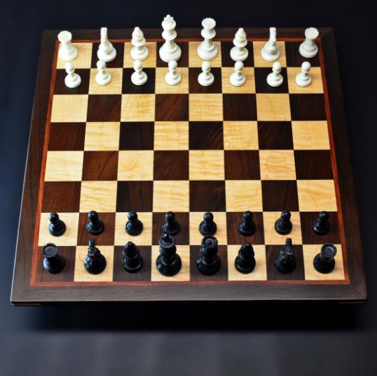Peruvian Walnut and Maple Chess board with Bubinga delimiter -2½ inch squares image 1