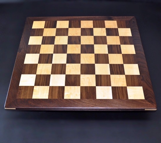 Walnut and Maple Chessboard with Walnut Frame image 5