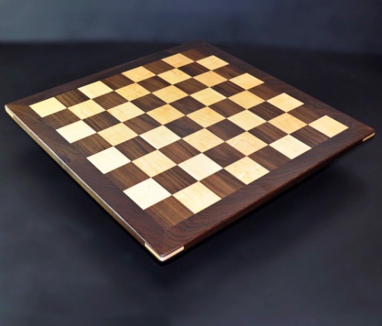 Sweet Hill Wood Chess Boards. Walnut and Maple Chessboard with Walnut