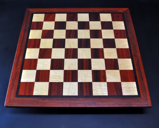 Padauk and Maple Chessboard 2½ inch squares and Wenge border image 1
