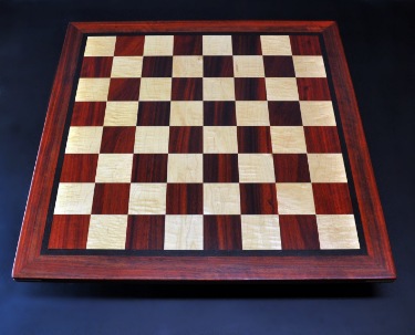 Padauk and Maple Chessboard 3 inch squares and Wenge border image 1