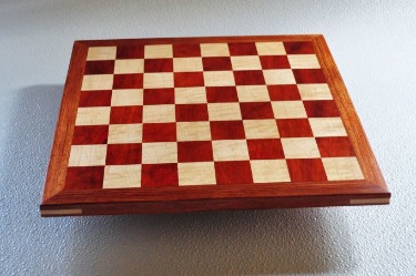 Bloodwood and maple Chess board with Bubinga Frame 1.57 inch squares image 1